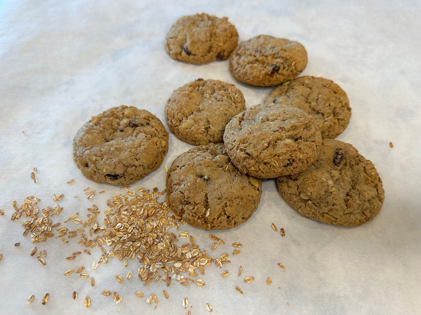 rolled kernza & raisin cookie mix