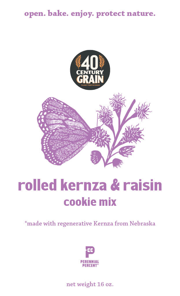 rolled kernza & raisin cookie mix