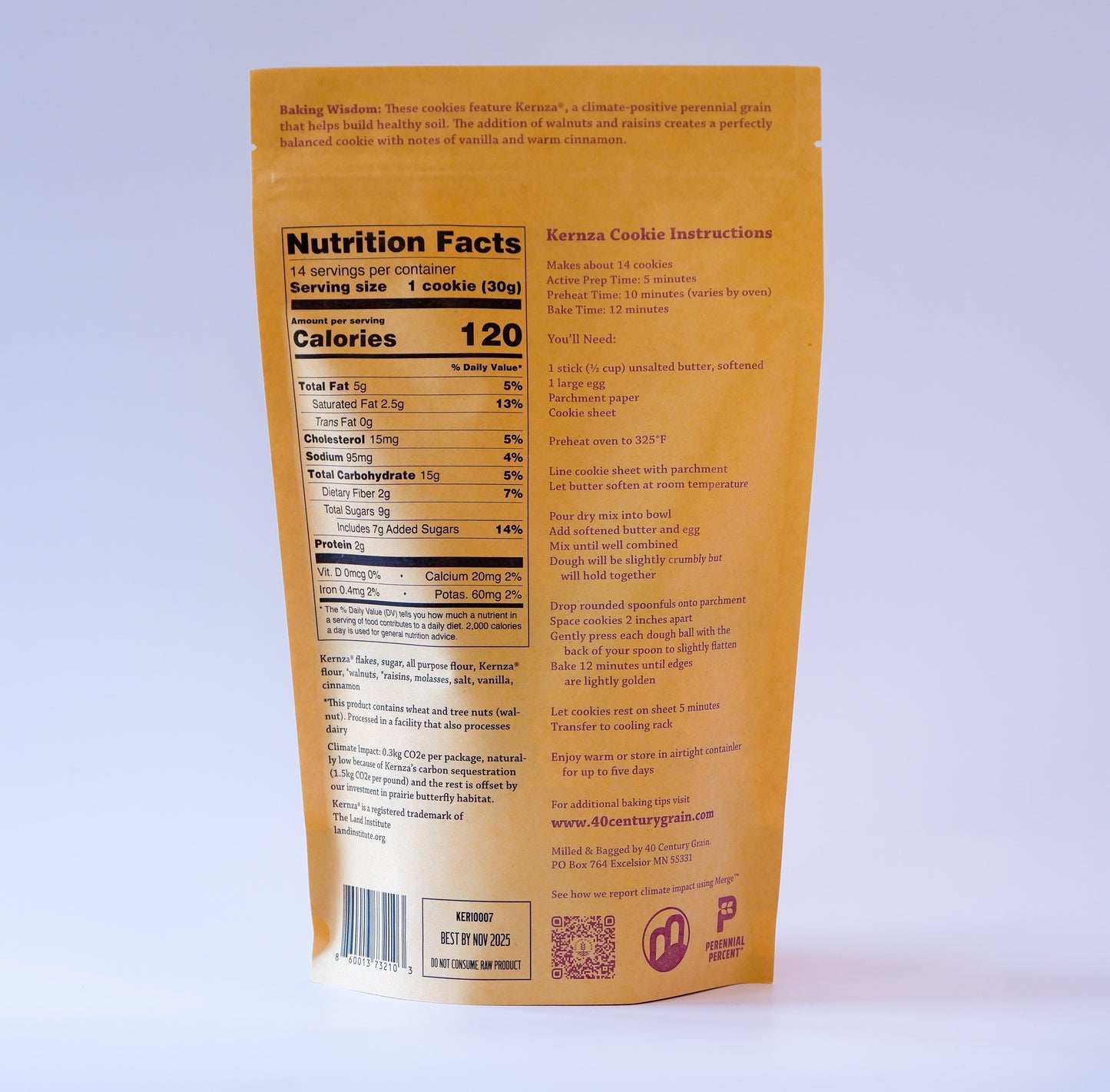 Rolled Kernza® & raisin cookie mix
